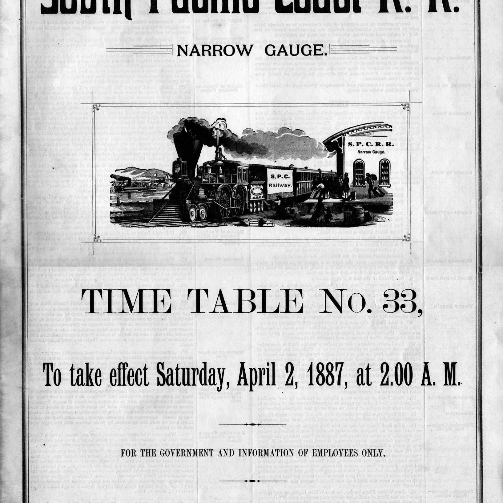 Timetable 33, April 1887