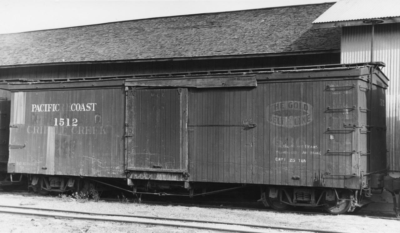 Boxcar #1512 in San Luis Obispo, 1938.