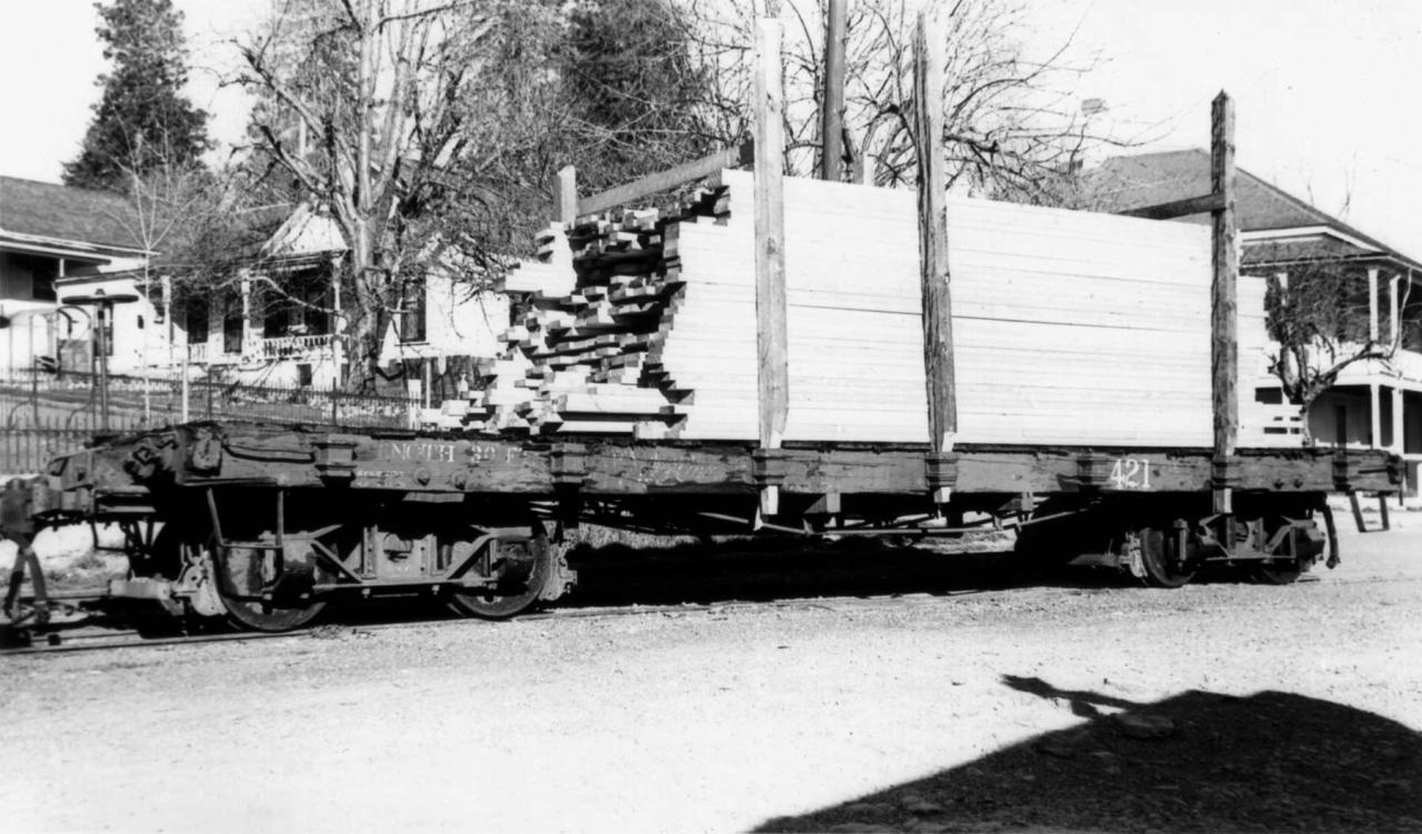 Flat car #421 in Grass Valley, 1940.