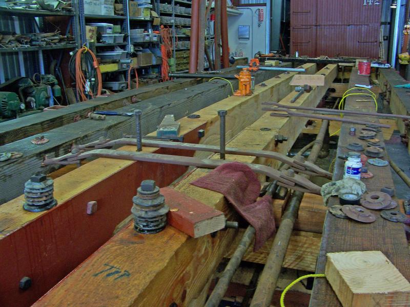 Sills and bolster detail, during restoration. March 2010