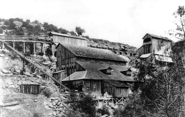 The 40 stamp mill on Blacks Creek located on the Potosi Claim. 