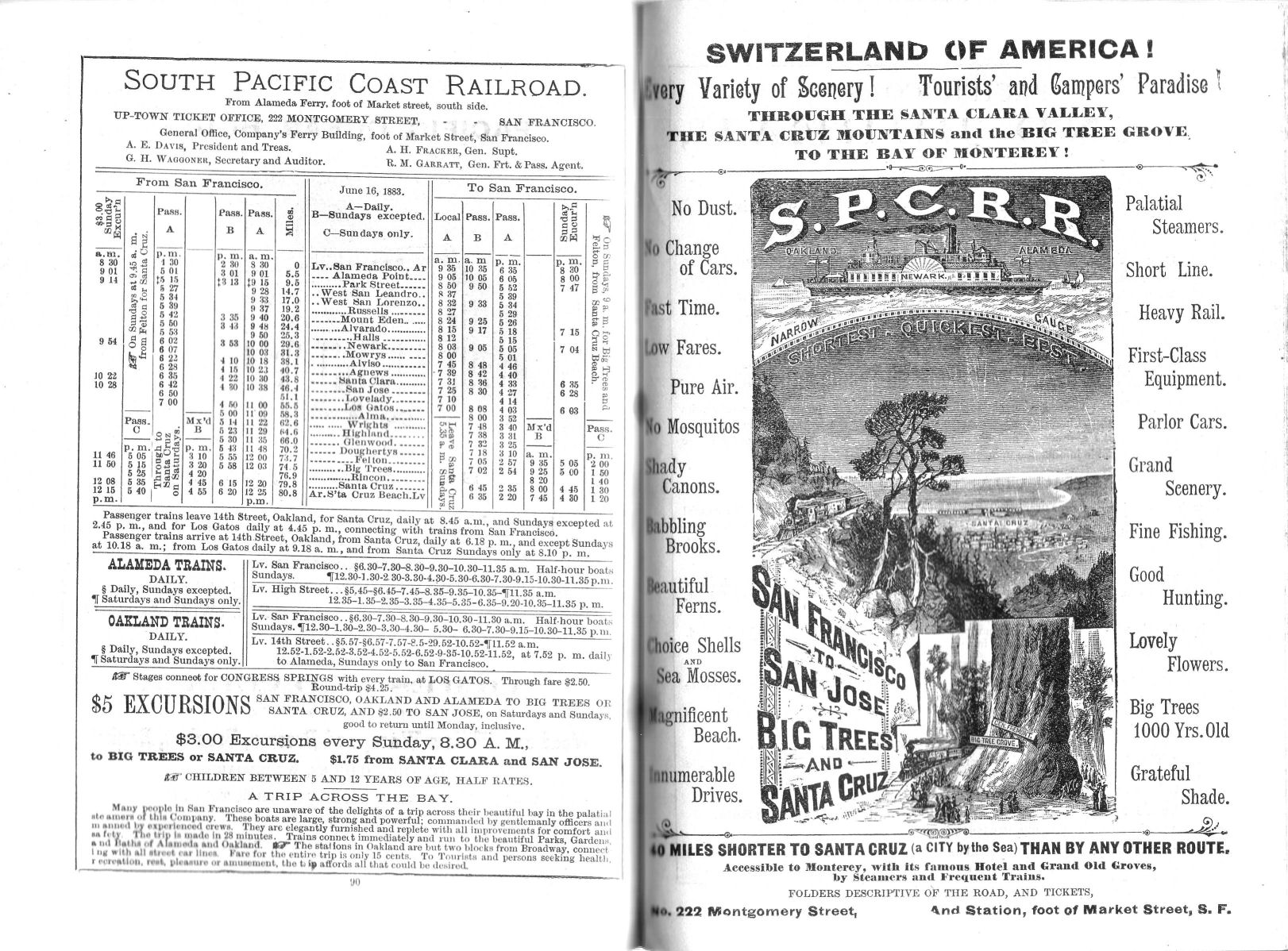 Gazetteer Timetable - July, 1883.
