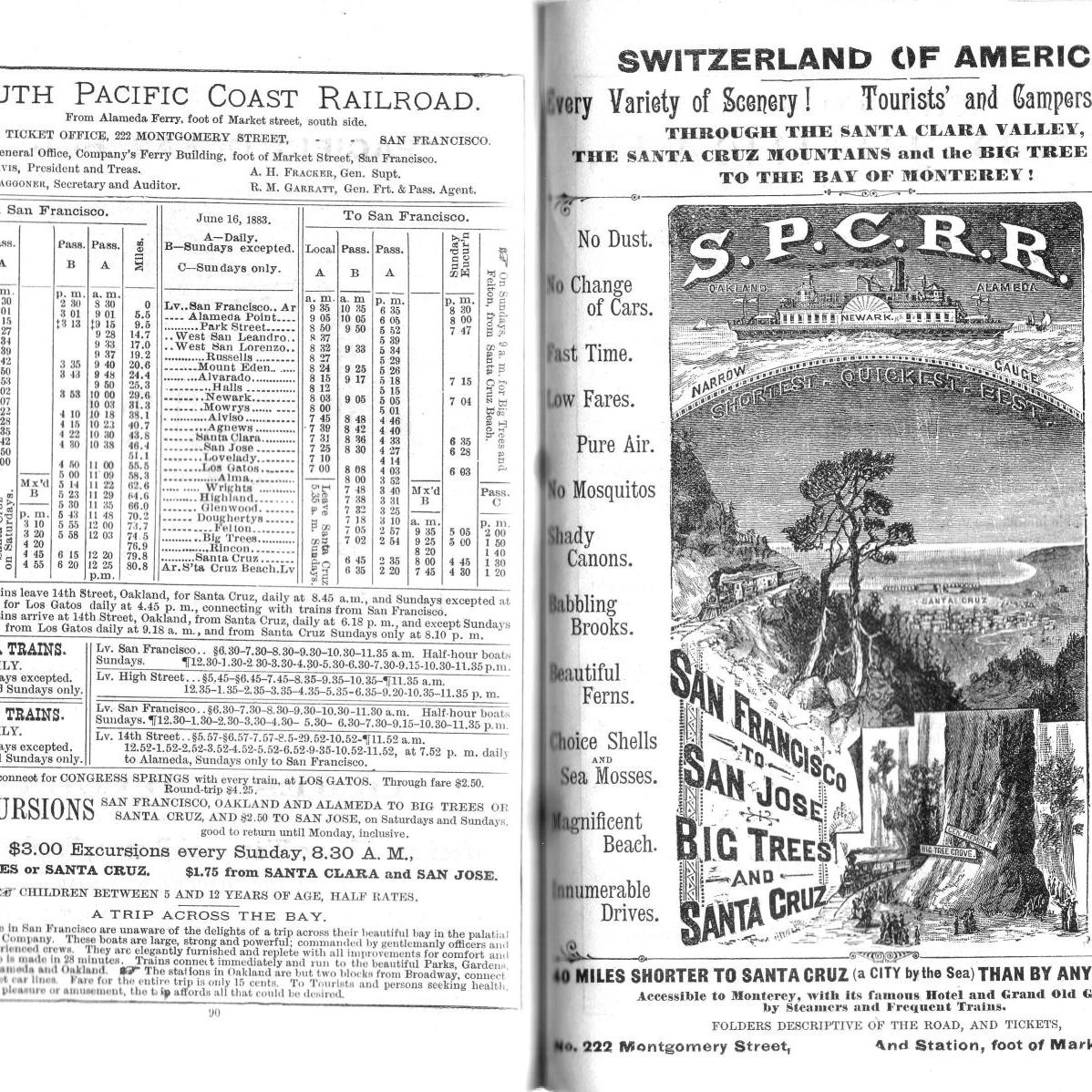 Gazetteer Timetable - July, 1883.