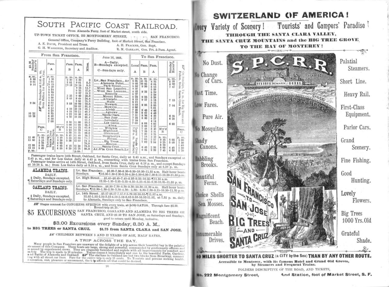 Gazetteer Timetable - July, 1883.
