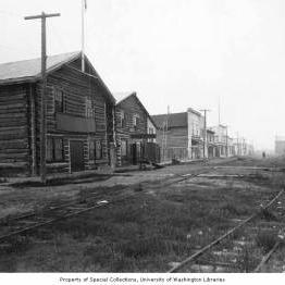 Businesses along the railroad tracks, Chena, ca. 1914