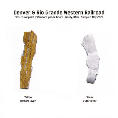 Paint samples from a D&RGW phone booth at the site of the Gilully Utah station