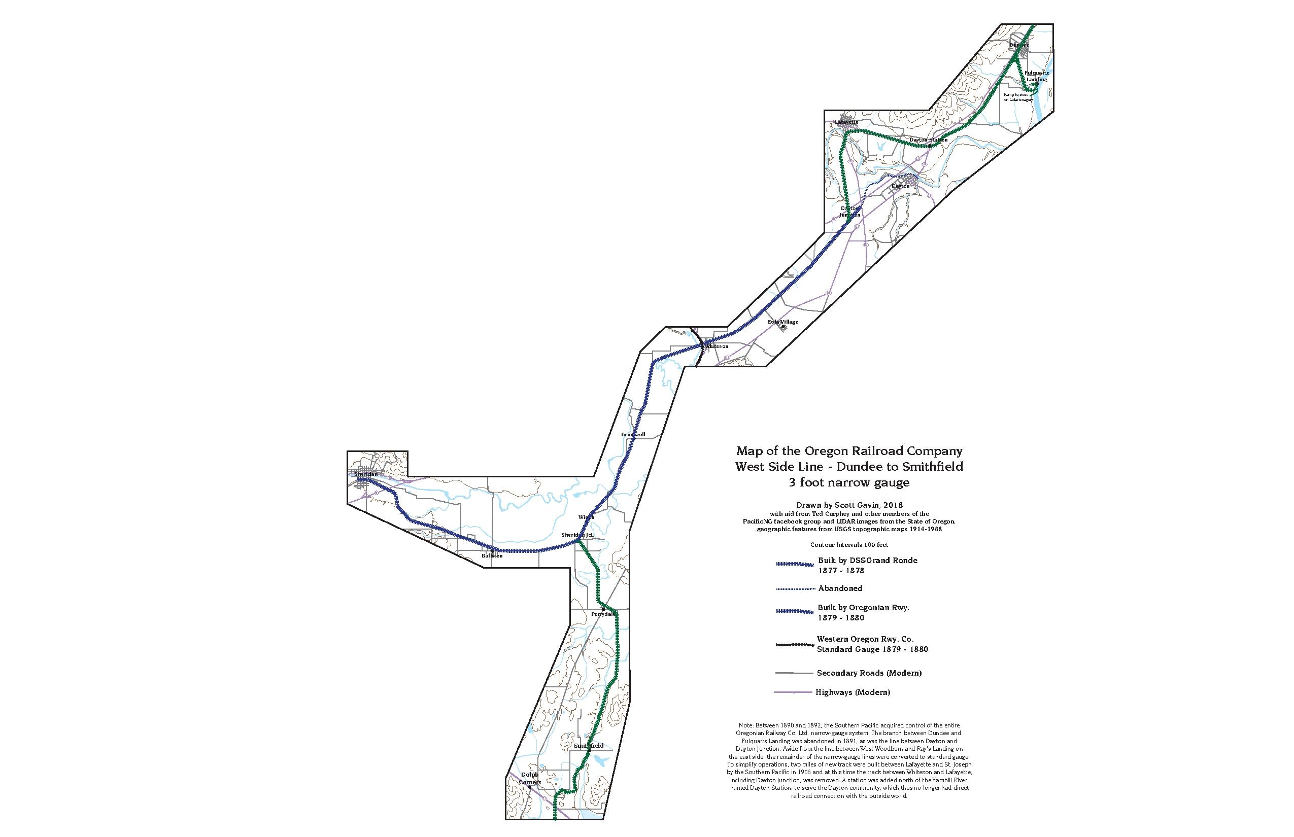 Map of the Oregon Railroad - West Side Line, by Scott Gavin.