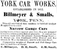 Billmeyer & Smalls advertisement from the American Railroad Journal 15 July 1871.